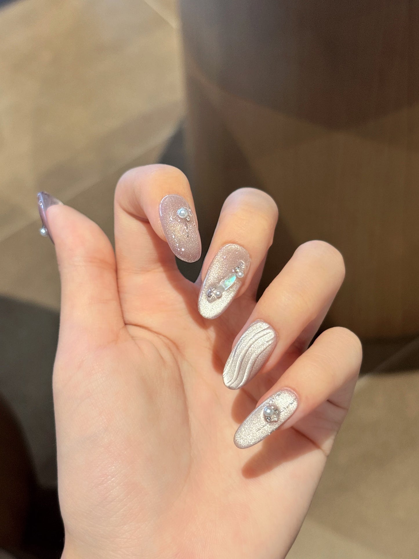 [Pre Order] 浪漫銀沙穿戴甲 Romantic Silver Sand Press On Nail