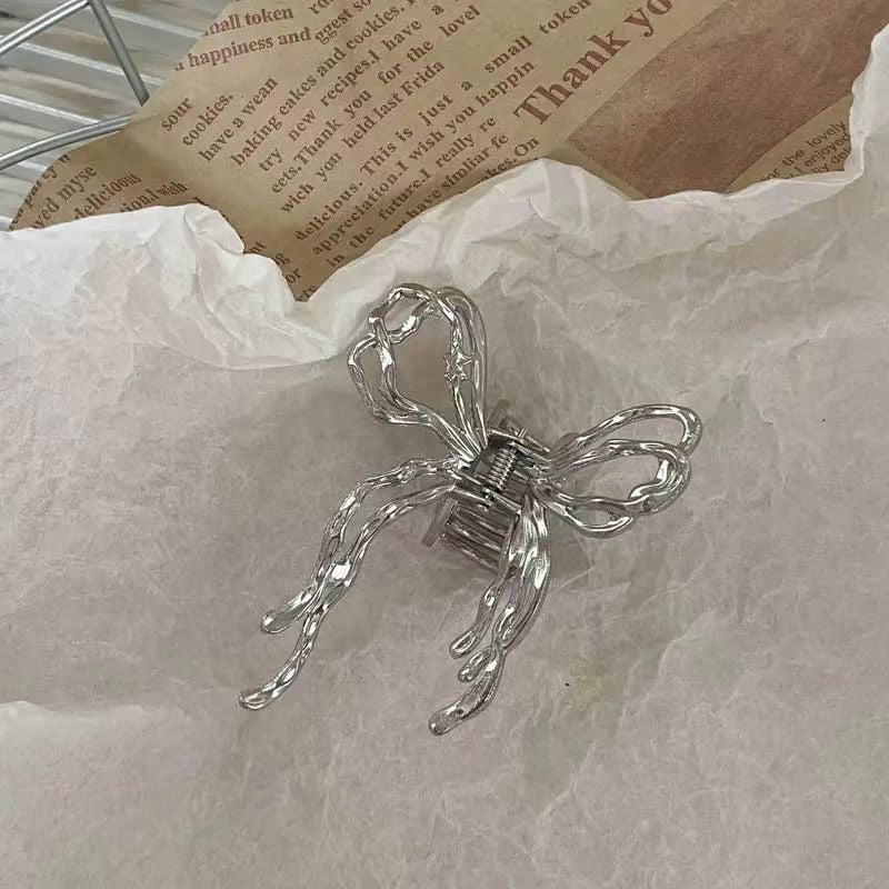 [Instock] 韓系銀色蝴蝶髮夾 Silver Butterfly Hair Claw Clip