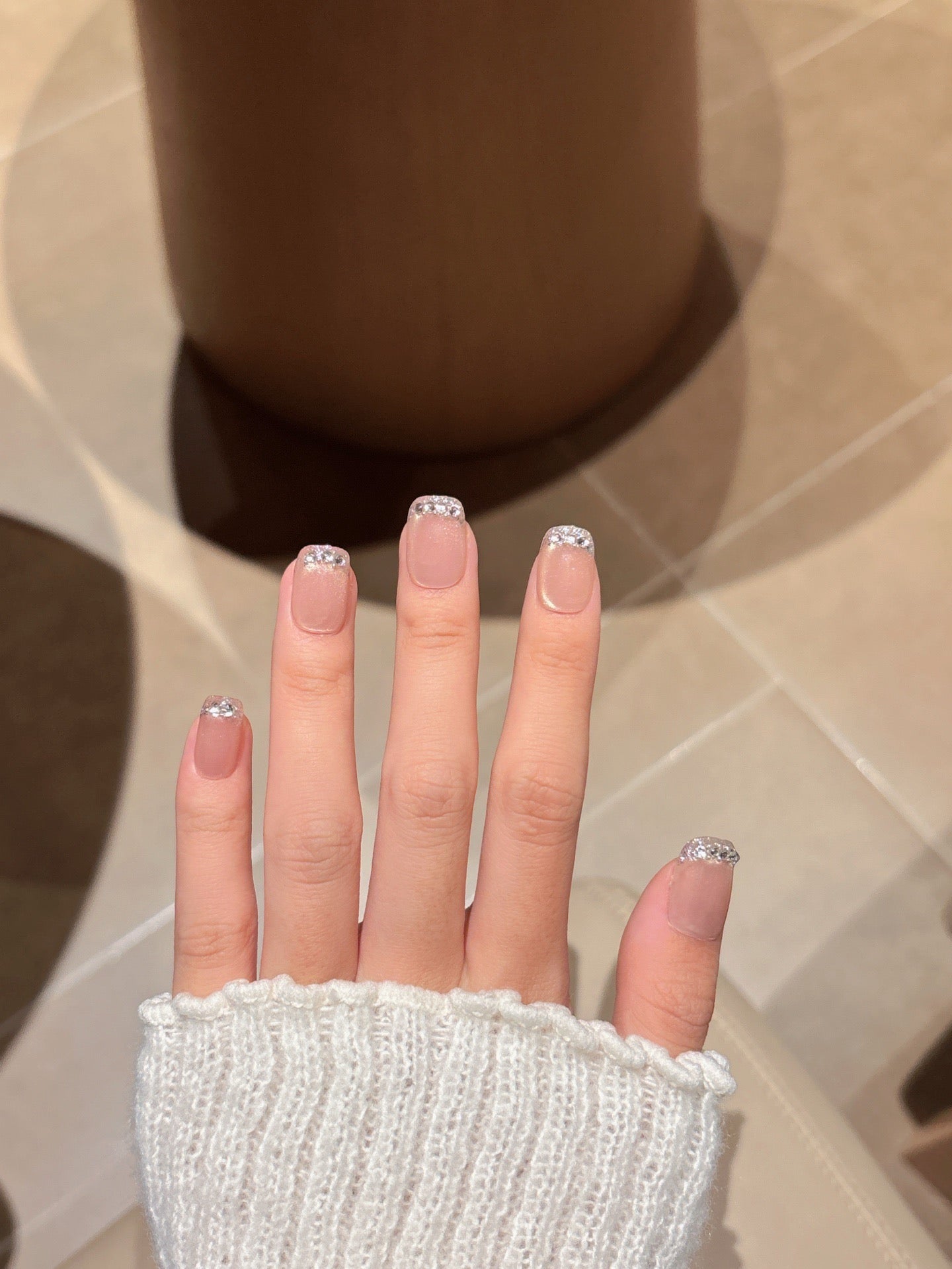 [Pre Order] 簡約亮粉法式穿戴甲 Simple Glitter French Press-On Nails