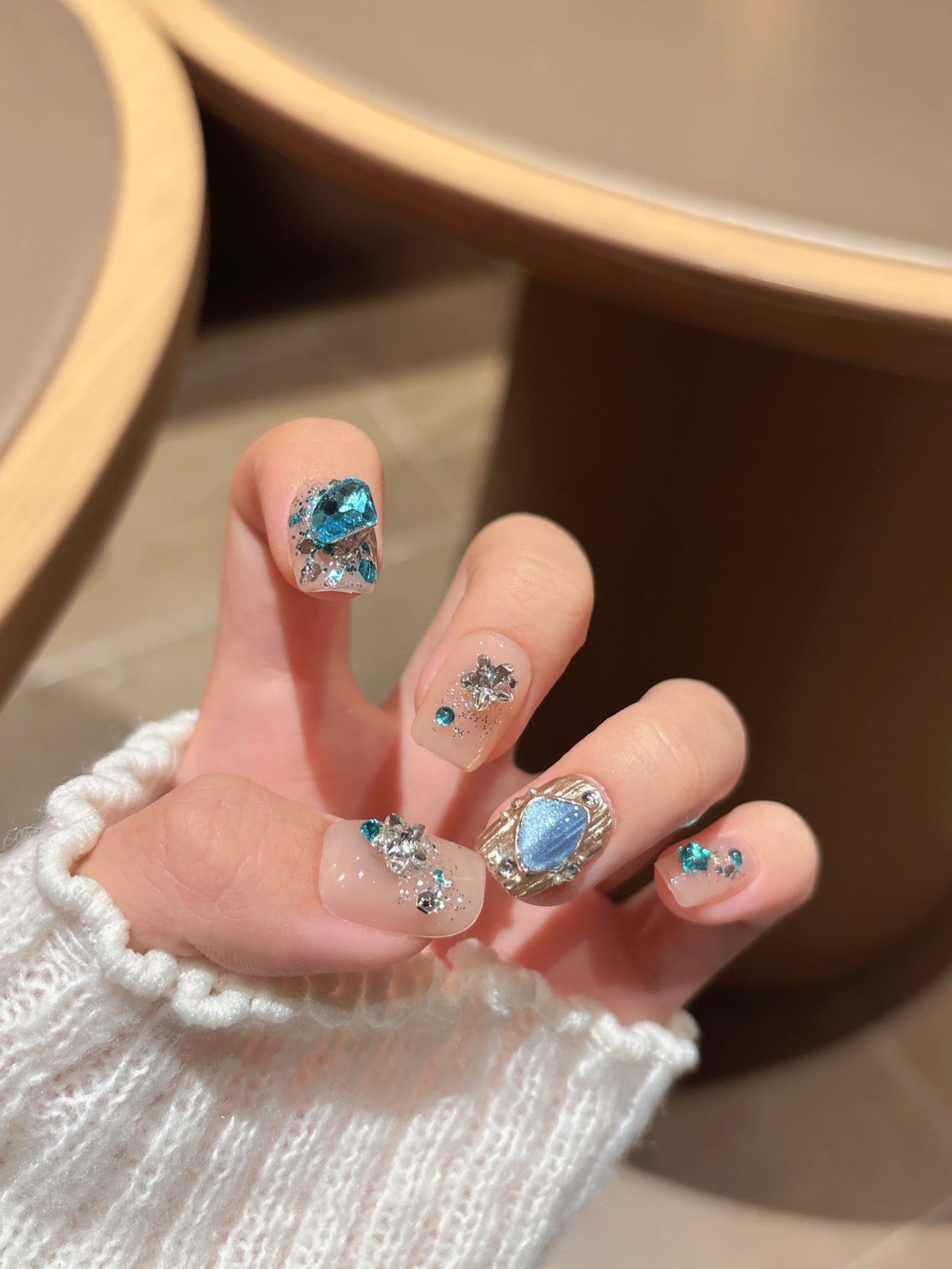 [Pre Order] 幾何寶石水光穿戴甲 Geometric Gemstone Luster Press-On Nails