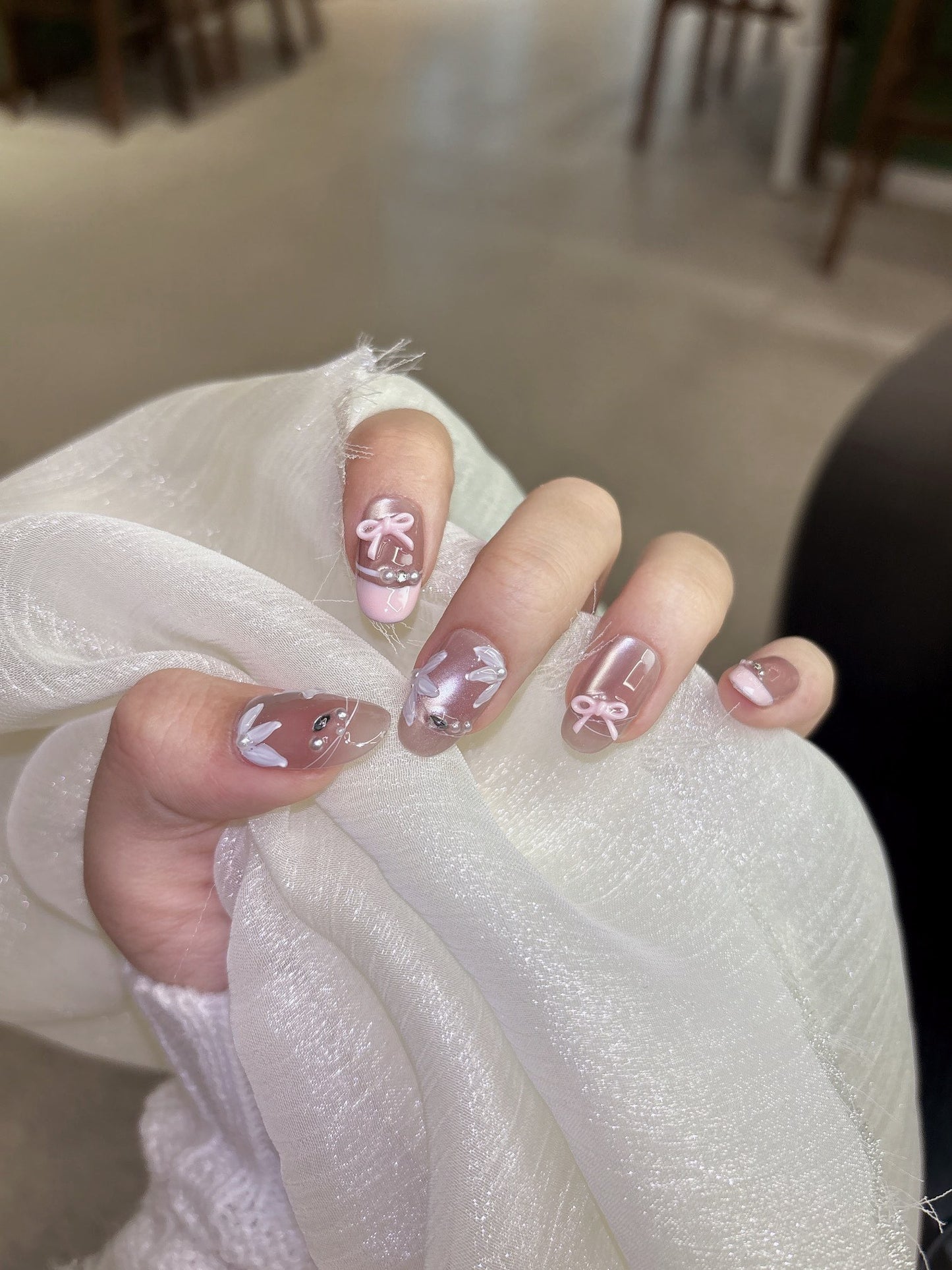[Pre Order] 絲帶愛戀穿戴甲 Ribbon Romance Press-On Nails