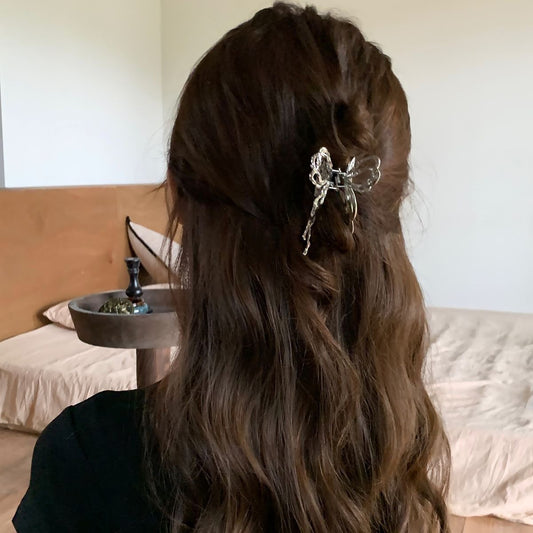 [Instock] 韓系銀色蝴蝶髮夾 Silver Butterfly Hair Claw Clip