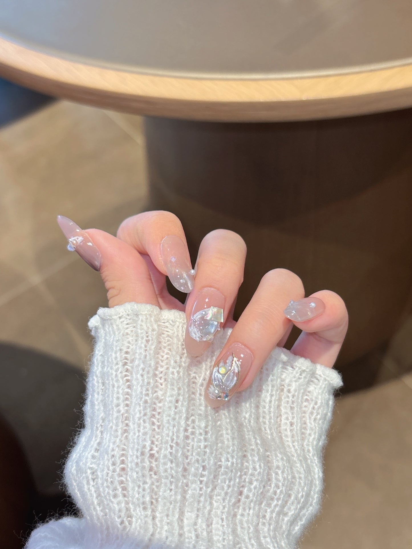 [Pre Order]Iridescent Mermaid Pearl Press-On Nails 幻彩美人魚珍珠穿戴甲