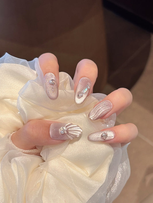 [Pre Order] 浪漫銀沙穿戴甲 Romantic Silver Sand Press On Nail