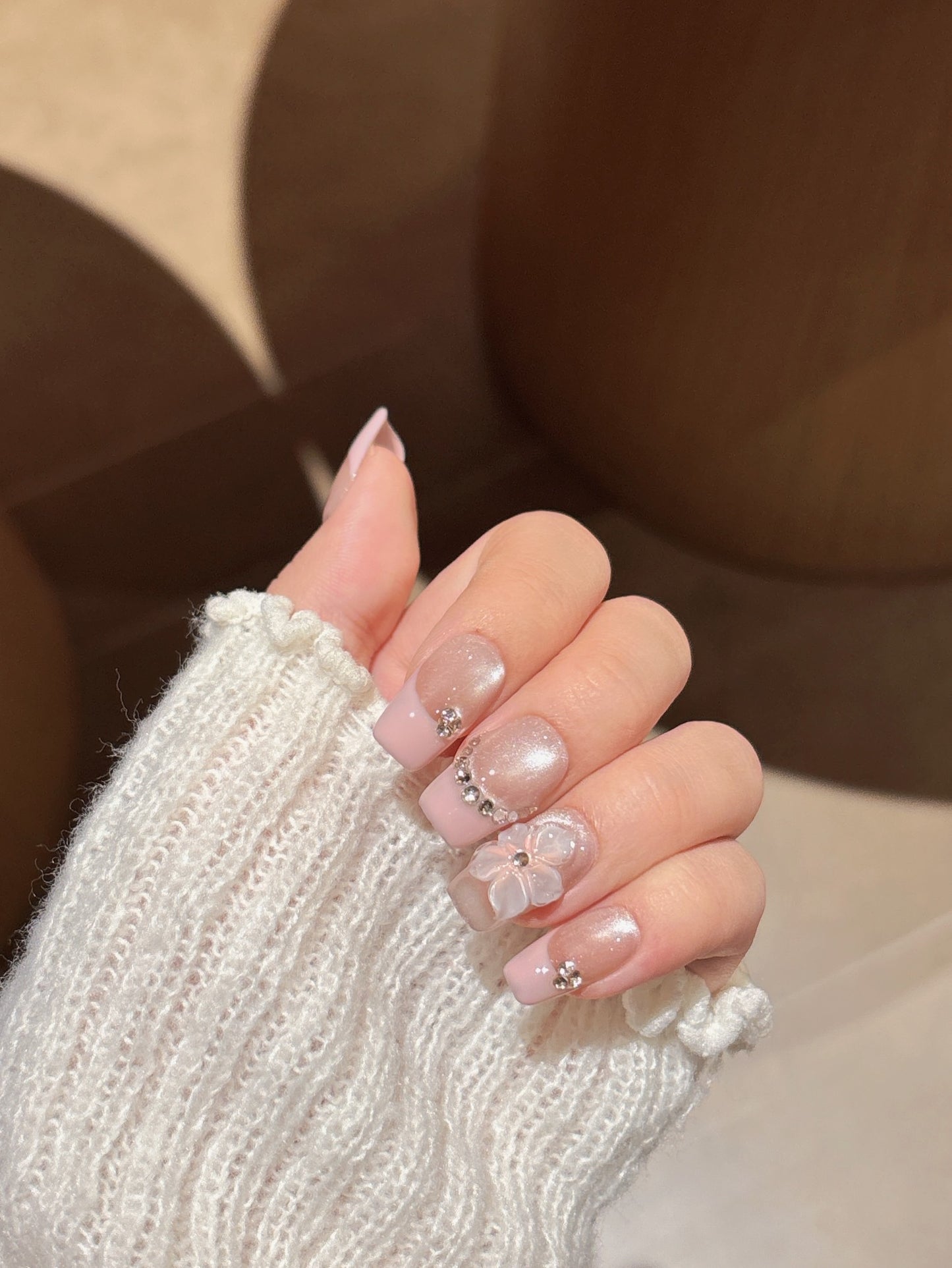 [Pre Order] 浪漫水晶蝴蝶結穿戴甲 Romantic Crystal Bow Press On Nail