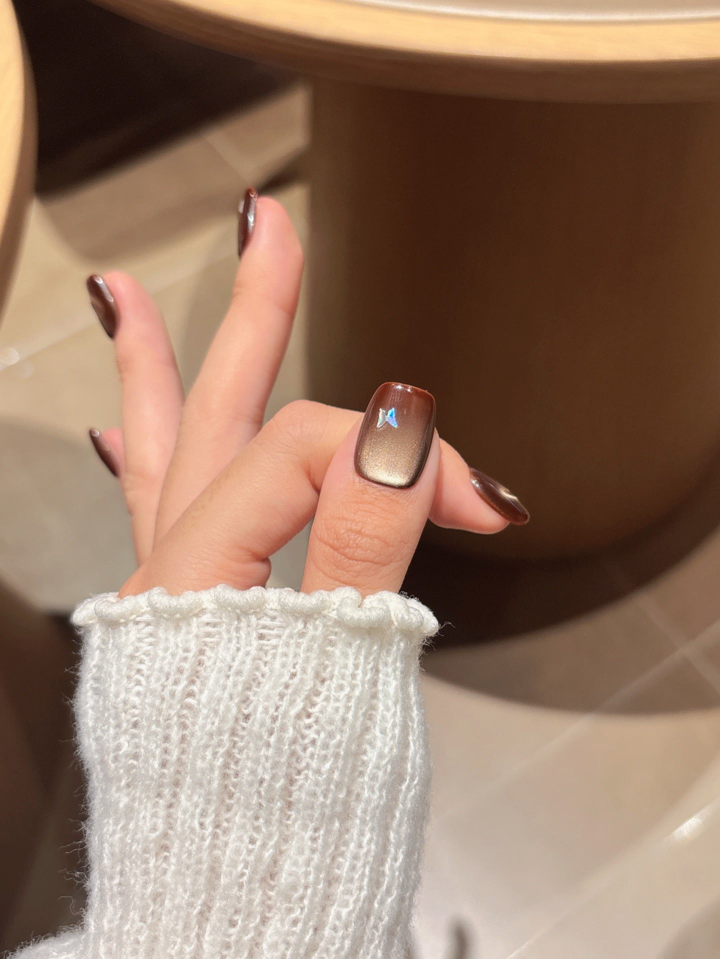 [Pre Order] 貓眼愛心光紋穿戴甲 Cat Eye Heart Pattern Press-On Nails