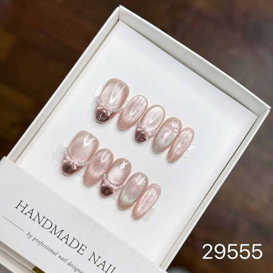 [Pre Order] 珍珠心語穿戴甲 Pearl Heart Press-On Nails