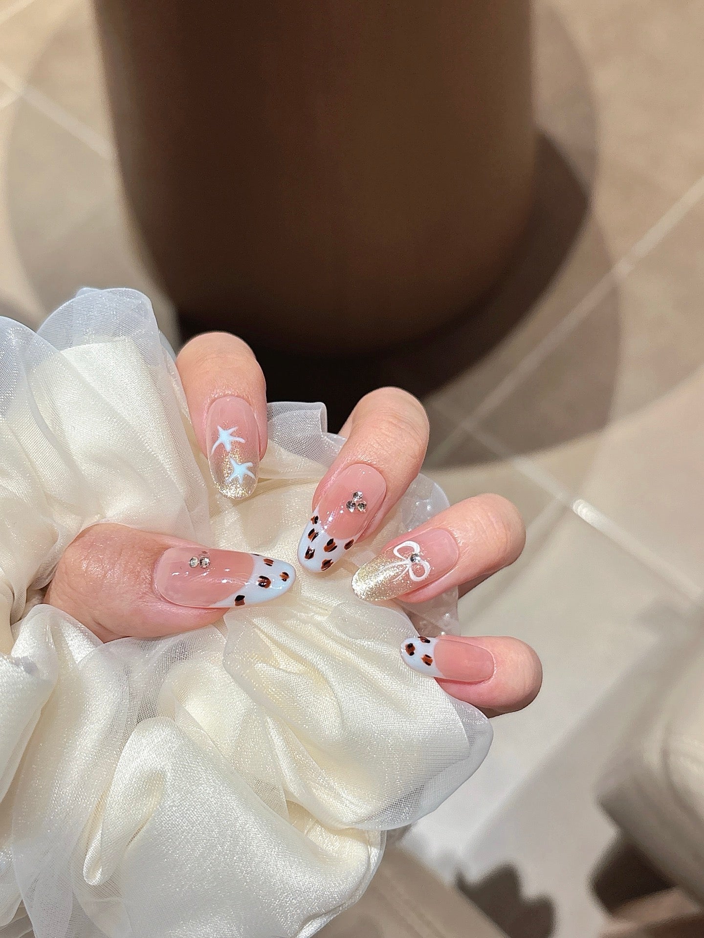 [Pre Order] 豹紋蝴蝶結混搭穿戴甲 Leopard Bow Mix & Match Press-On Nails