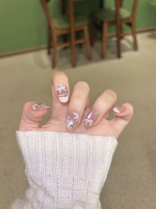 [Pre Order] 絲帶愛戀穿戴甲 Ribbon Romance Press-On Nails