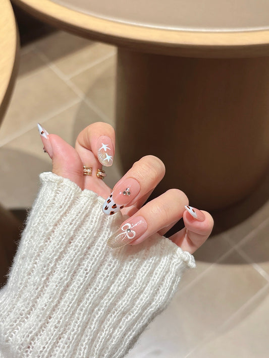[Pre Order] 豹紋蝴蝶結混搭穿戴甲 Leopard Bow Mix & Match Press-On Nails