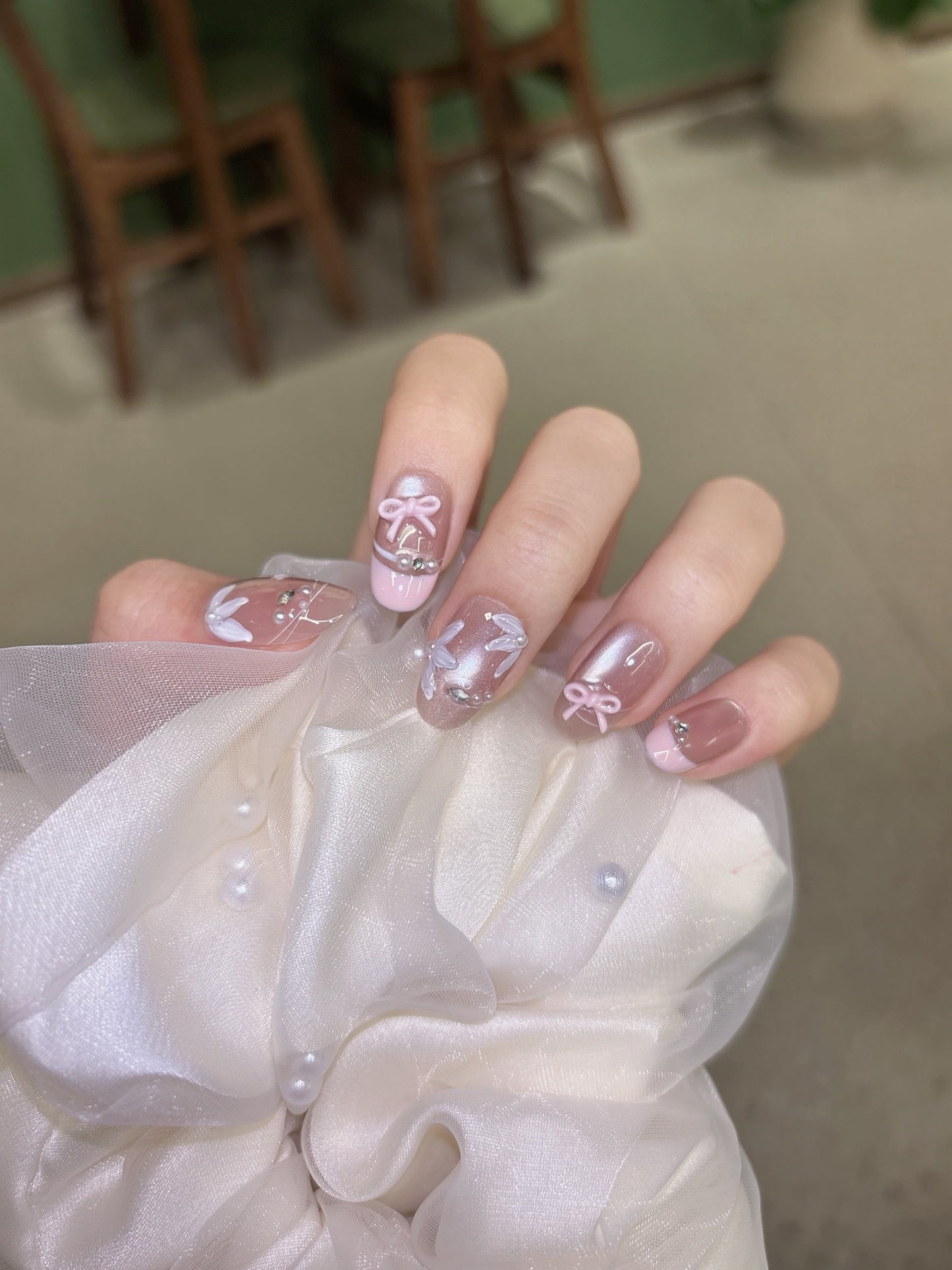 [Pre Order] 絲帶愛戀穿戴甲 Ribbon Romance Press-On Nails