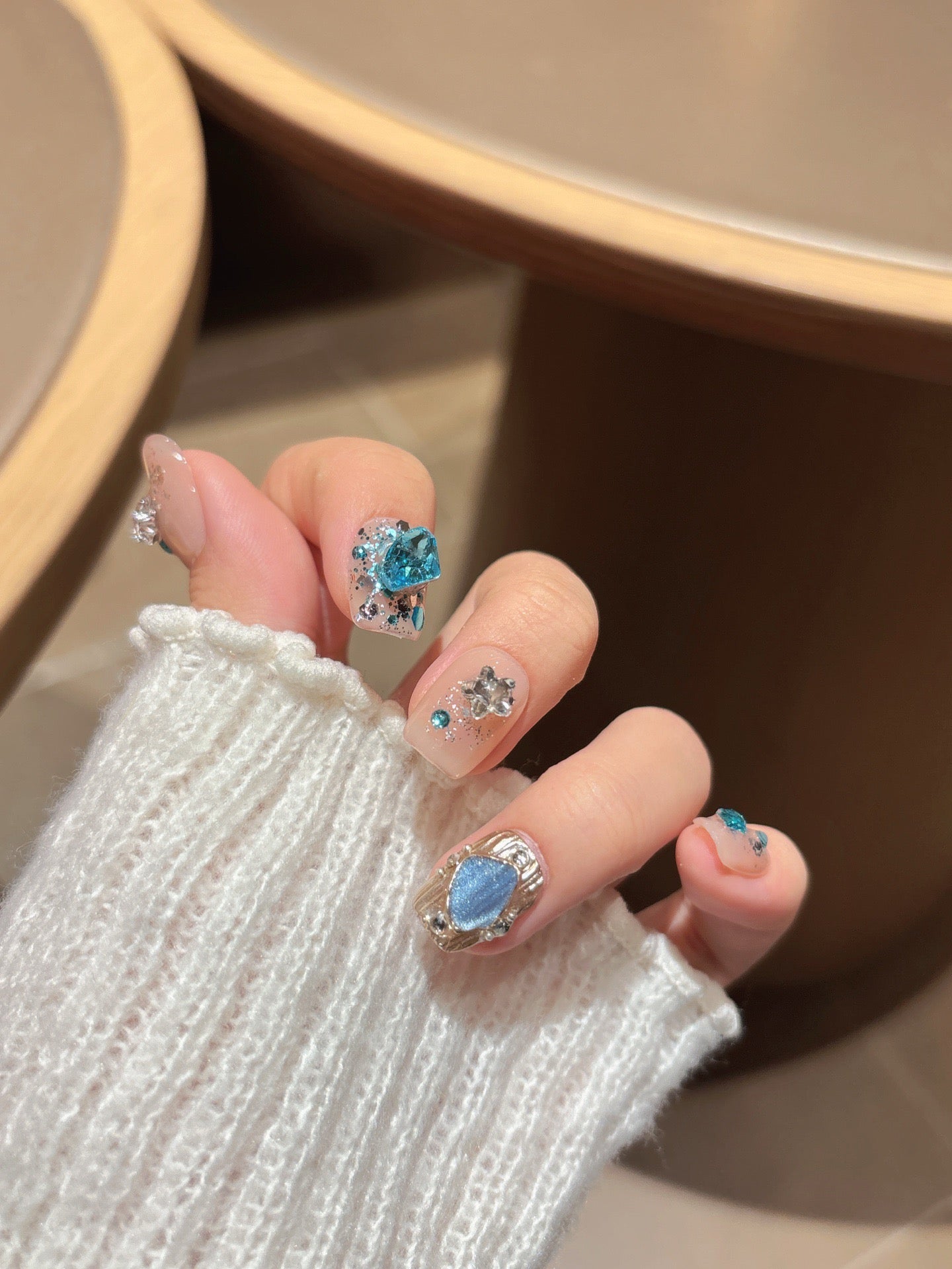 [Pre Order] 幾何寶石水光穿戴甲 Geometric Gemstone Luster Press-On Nails