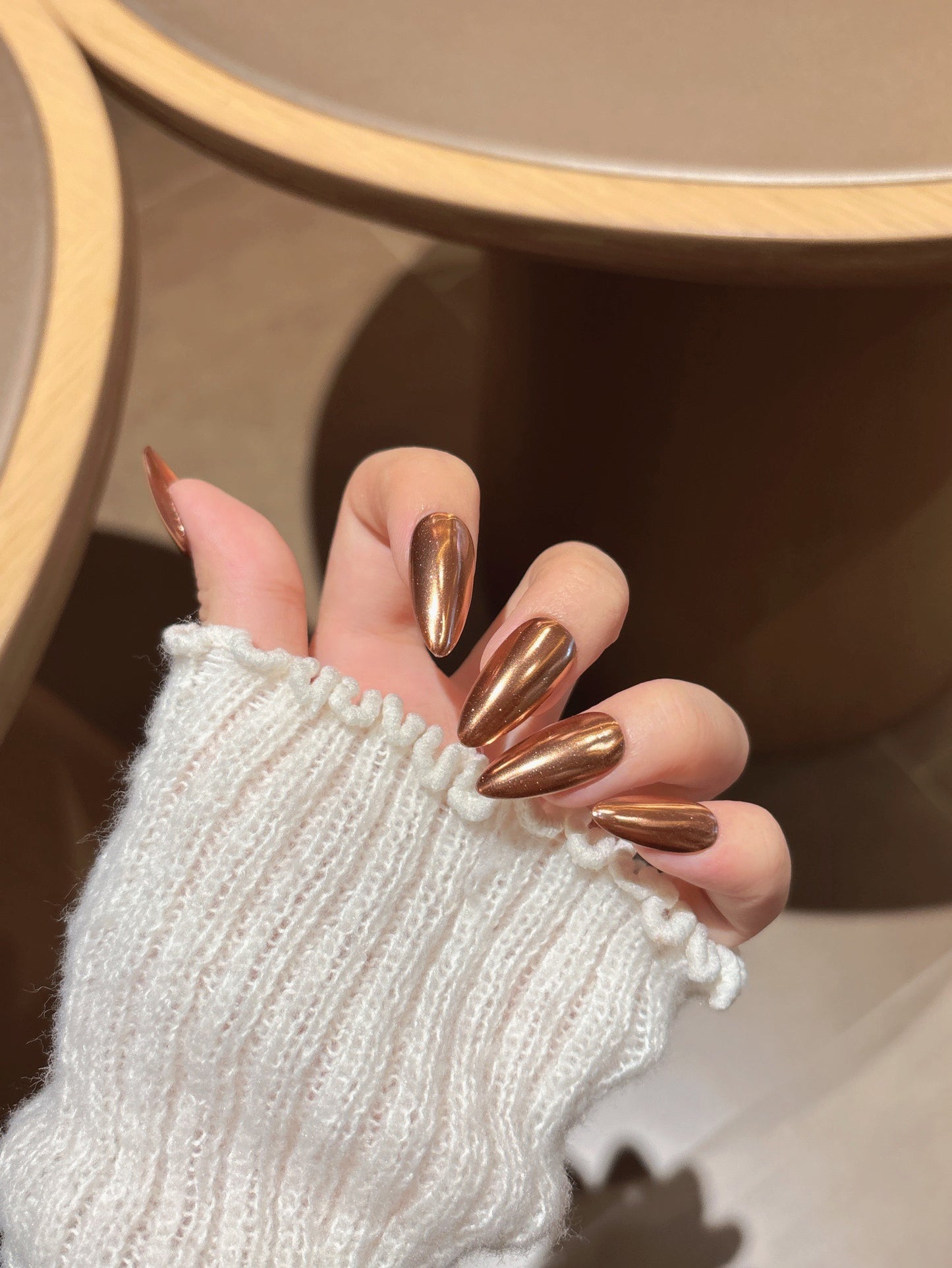 [Pre Order] 摩卡金光穿戴甲Mocha Gold Shine Press On Nail