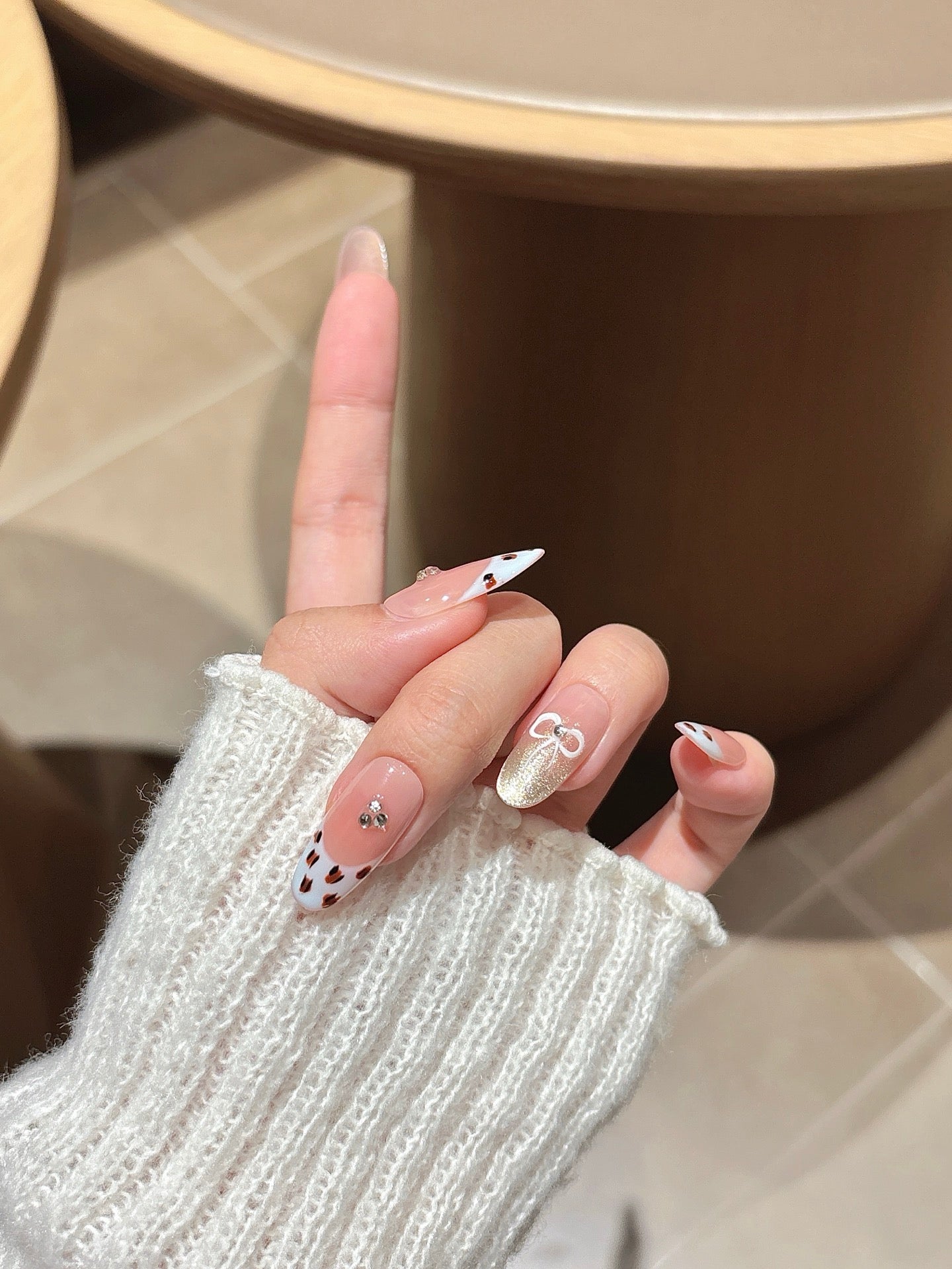 [Pre Order] 豹紋蝴蝶結混搭穿戴甲 Leopard Bow Mix & Match Press-On Nails