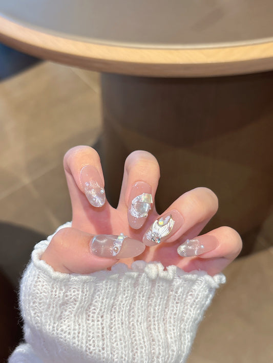 [Pre Order]Iridescent Mermaid Pearl Press-On Nails 幻彩美人魚珍珠穿戴甲