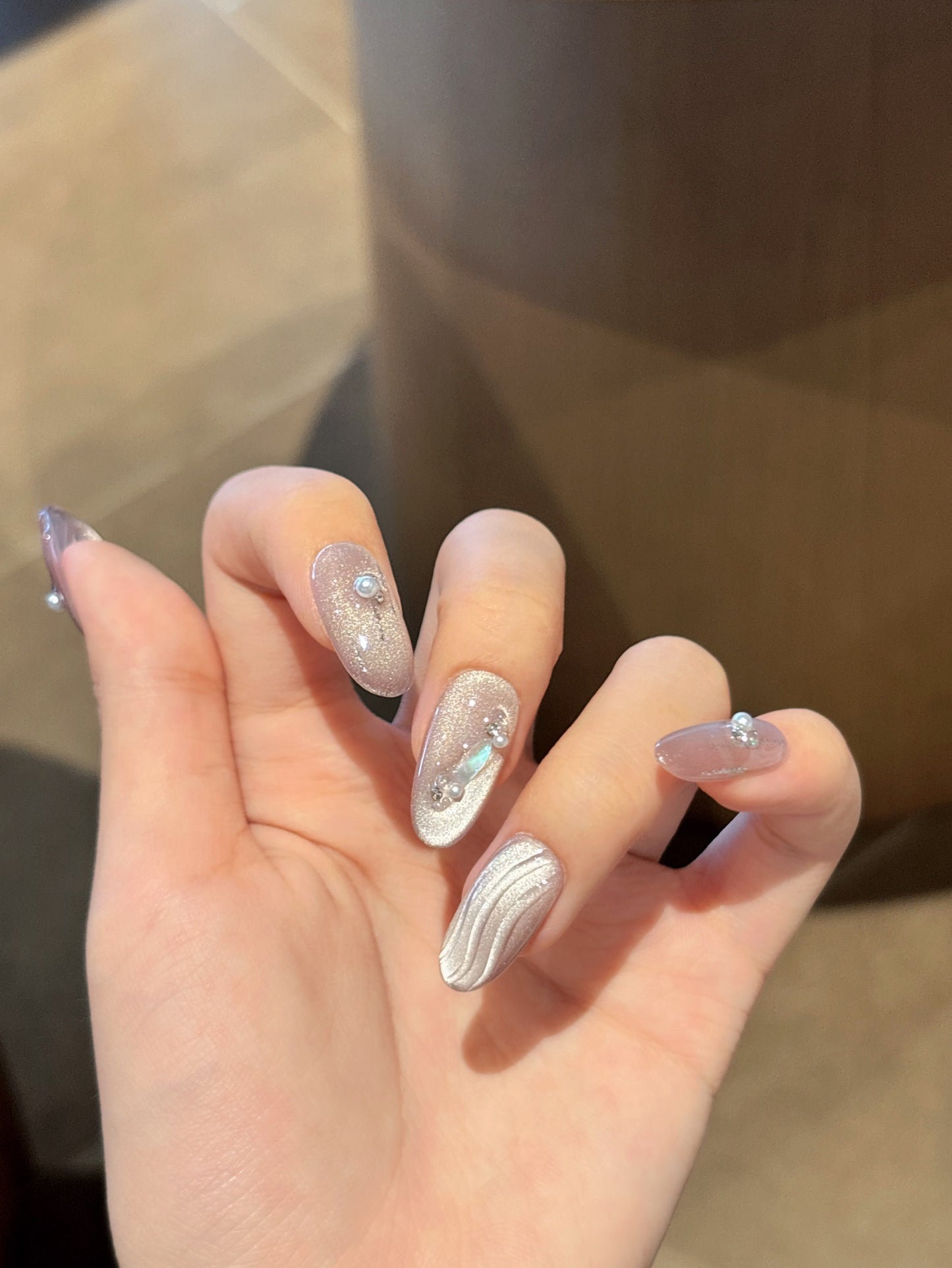 [Pre Order] 浪漫銀沙穿戴甲 Romantic Silver Sand Press On Nail