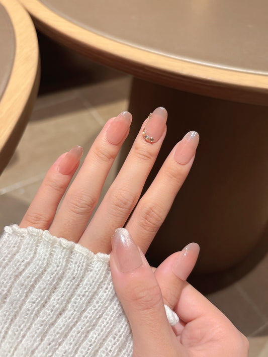 [Pre Order] 清透漸層亮粉鑽飾穿戴甲 Sheer Ombre Glitter Charm Press-On Nails