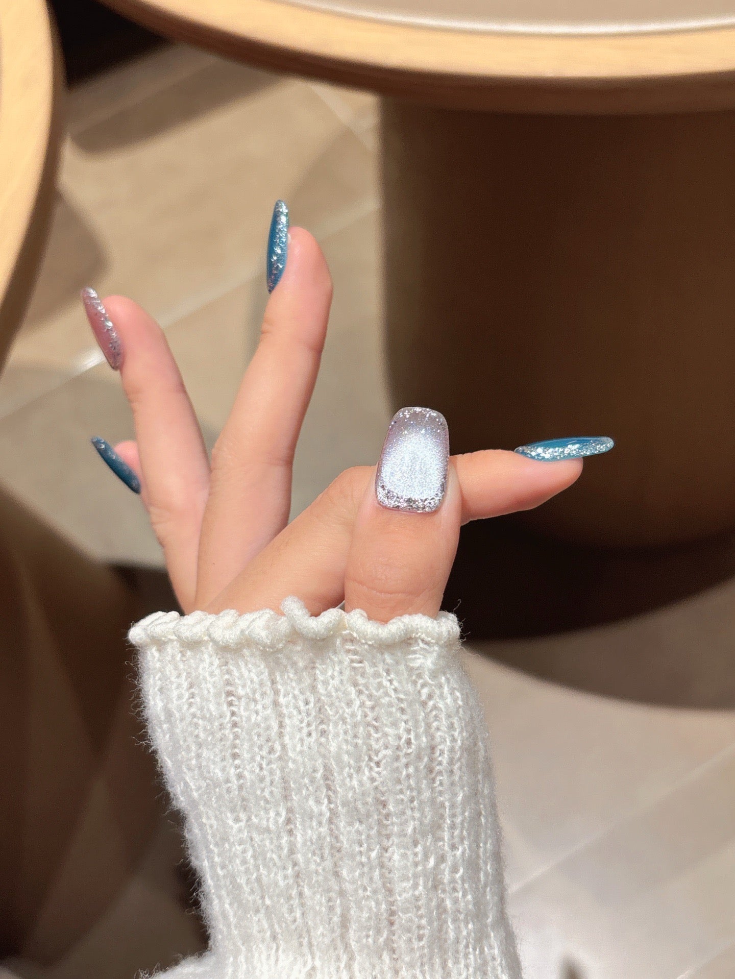 [Pre Order] 貓眼水滴鑽飾穿戴甲 Cat Eye Drip Charm Press-On Nails