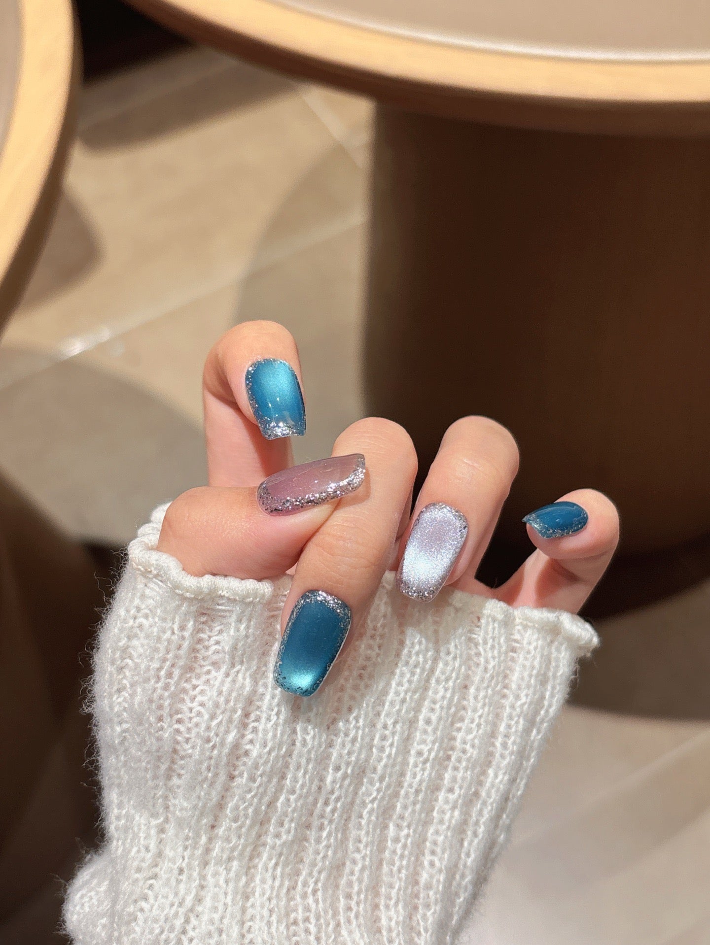 [Pre Order] 貓眼水滴鑽飾穿戴甲 Cat Eye Drip Charm Press-On Nails
