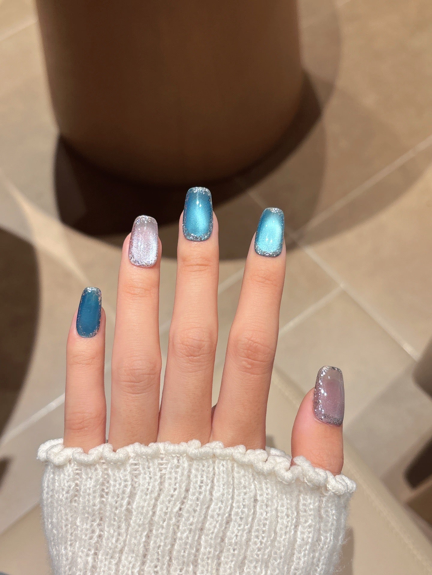 [Pre Order] 貓眼水滴鑽飾穿戴甲 Cat Eye Drip Charm Press-On Nails
