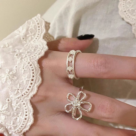 [Instock] 韓系復古花朵戒指套裝 Korean Style Retro Flower Ring Set
